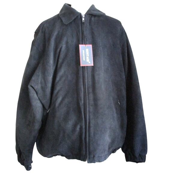 Montage Collection Other - Vintage 90s Faux Suede Bomber Jacket XL Men Blue Black Zip Microfiber